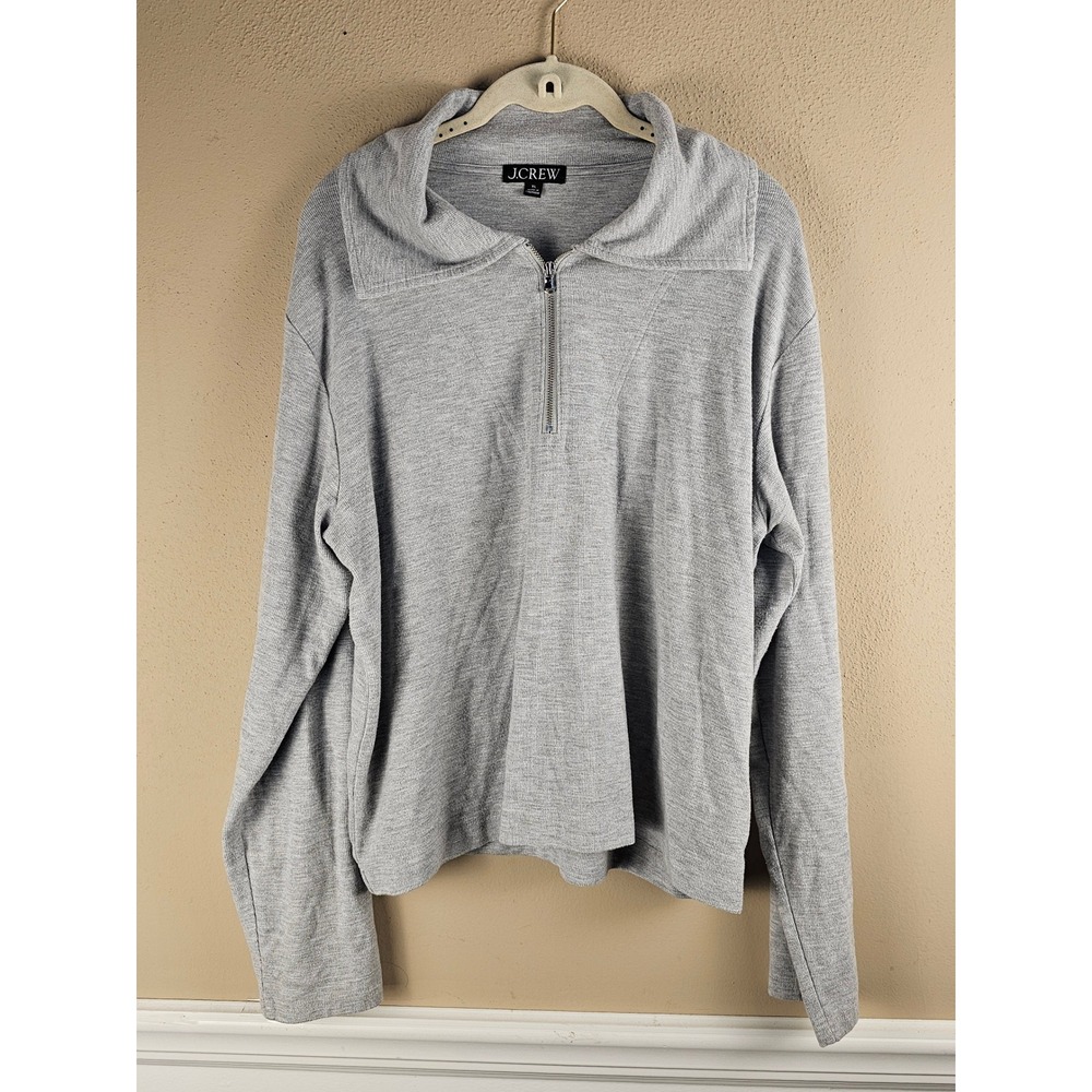 J Crew Womens Gray Soft Rib 1/4 Zip Pullover XL